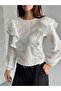 Flounce Sleeve Scallop Blouse White - 2