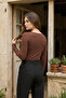 Women's Transparent V-Neck Lace Long Sleeve Bodysuit - 6