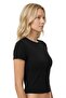 Black Viscose Fitted Crew Neck Short Sleeve Women's Crop T-Shirt - 5