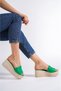 Reina Wedge Heeled Orthopedic Sole Straw Look Women's Slippers Ckt - Green - 3