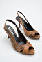 Verona Women's Brown Cross-Strapped Heeled Shoes with Elastic Back - 3
