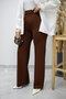 Lycra Green Wide Leg Trousers Tsd260161 Brown - 4