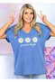 Daisy Printed V-Neck Cotton Premium Plus Size Women's T-Shirt - 5