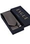 Hand Made 6 cm Slim Geometric Pattern Black Beige Color Thin Tie with Handkerchief - 2