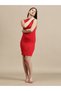 Red Solid Sleeveless Mini Bodycon Dress - 5