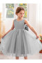 Girls Pearl Decor Bow Tie Deep V-Back Princess Party Dress - 6