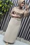 Women's Clothing Plus Size Belted Hidden Slit Detailed Lined Crepe Fabric Skirt - 5