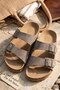 Double Buckle Anatomical Sole Daily Women's and Men's Slippers Sandals - Black-Mink