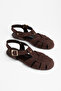 Women's Brown Suede Ankle Strap Buckle Casual Sandals