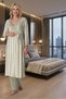 Women's Long Dress with Straps and Lace Detail, Breastfeeding Feature, Maternity 3-Piece Pajama Set - 2