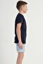 Boy's Navy Blue Lyc Suprem O-Neck Short Sleeve Pajama Top - 3
