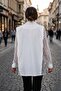 Women's White Oversize Single Button Jacket with Lace Padded Sides Arm-26Y001068 - 2
