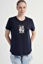 Women's Navy Blue Lyc Suprem Short Sleeve Pajama Top - 2