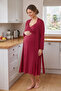 Polka Dot V-Neck Belted Maternity Dressing Gown Set with Straps for Easy Breastfeeding - 2