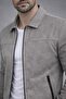 Basic Slim Fit Polo Collar Suede Jacket