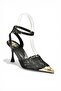 Y752082806 Black Lace Thin Heeled Women's Shoes - 6
