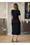 Women's Crew Neck Short Sleeve Patterned Slit Summer Viscose Dress - 2
