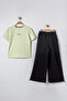 Girl's Two-Piece Set with Stone Detailing and Cuffed Cuffs - 26Y 26210 - 2
