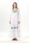 Long Sleeve Venetian Embroidered Şile Cloth Authentic Long Dress White Byz