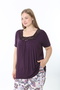 Women's Ring Viscose Plus Size Elegant Detailed Collar Short Sleeve Capri Pajama Set - 4