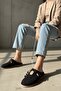 Duvin Black Women's (2 cm Heeled) Round Toe Laser Perforated Shoes Slippers - 5