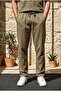 Calvert Tensel Cotton Fabric Striped Relaxed Fit Men's Trousers - Hunter Green