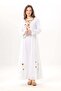 Long Sleeve Aysu Embroidered Crew Neck Şile Fabric Summer Long Dress White Byz