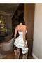 Women's Leather Strapless Layered Skirted Mini Dress - 2