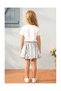 Girl's Bow-Detail T-Shirt & Shiny Skirt Set (White-Silver) - 2