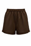 Dark Brown Double Pocket Double Leg Linen Shorts Alc-X13767 - 4