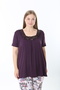 Women's Ring Viscose Plus Size Elegant Detailed Collar Short Sleeve Capri Pajama Set - 3
