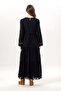 Long Sleeve Zeynep Crew Neck Embroidered Long Voile Dress Black Syh - 2