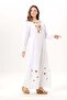 Long Sleeve Aysu Embroidered Crew Neck Şile Fabric Summer Long Dress White Byz - 5