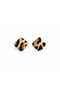 Leopard Patterned Cross Square Earrings Stylish Daily Women's Earrings - 2