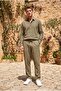 Calvert Tensel Cotton Fabric Striped Relaxed Fit Men's Trousers - Hunter Green - 5