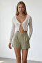 Khaki Double Pocket Double Leg Linen Shorts Alc-X13767 - 2