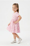 Cotton Girls Dress with Pink Seashell and Bow Pattern - 2