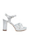 Women's Silver Platform Heeled Wedding and Engagement Shoes - Snake Pattern - 2