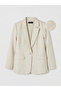 Beige linen blend women's blazer jacket from gulis clothing