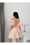 Powder Skirt Pleated Back Detailed Evening Dress - 7