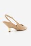 Women's Stiletto Pointed Toe Open Back Gold Metal Heel Classic Heeled Shoes Rente Beige - 5