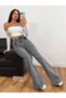 Women's High-Waisted Gray Spanish Flare Jeans — Slim Fit Flare (Bootcut) Denim Pantsn - 4