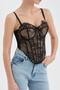 Women's Lace Fabric Detailed Underwire Design Blouse Corset - 6