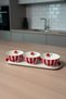 Porcelain Kayak Plate with Pomegranate Detail |   3-Piece Bowl Set – Presentation Set with Tray 300 ml