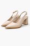 Women's Beige 7 Santim Heel Pointed Toe Women's Classic Leather Heeled Shoes Non-Slip Sole - 6