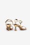 Gold Mirror Single Strap Heeled Evening Dress Shoes - 7