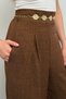 A Pleated Wide-Leg Linen Palazzo Trousers with Elastic Waist at the Back 9064 - Brown - 3