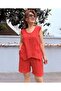 Muslin Double Pocket Tassel Vest Pomegranate Flower