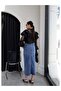 Belted Front Slit Denim Long Skirt - 3