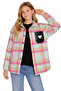 Girl's Leather Pocket Detailed Plaid Patterned Snap Closure Oversize Lumberjack Shirt - 2
